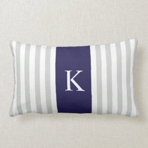 Coussin Rectangle Le bleu marine gris barre le monogramme