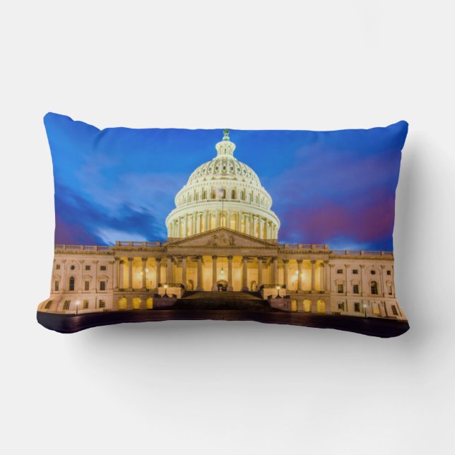 Coussin Rectangle Le capitol des Etats-Unis à l'heure bleue (Recto)