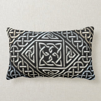 Coussin Rectangle Le carré noir argenté forme le motif de Knotwork