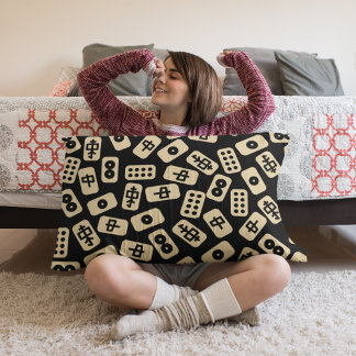 Coussin Rectangle Le carrelage du Mahjong brun noir