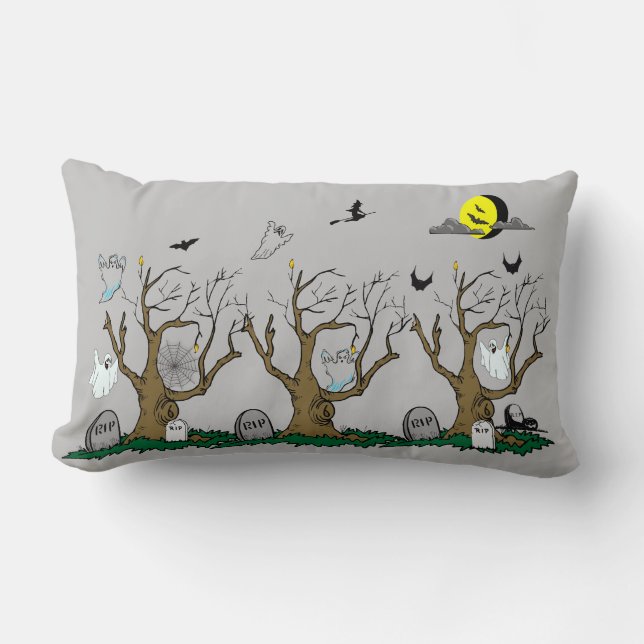 Coussin Rectangle Le cimetière hanté - (Recto)