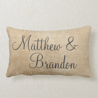 Coussin Rectangle Le cru gai de toile de jute personnalisent la date