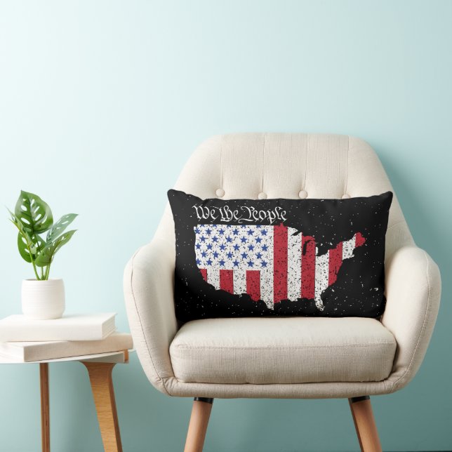 Coussin Rectangle Le drapeau américain de la paix Nous le peuple Amé (Chaise)