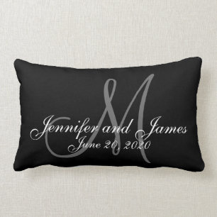 Coussin Rectangle Le monogramme appelle le souvenir de mariage de