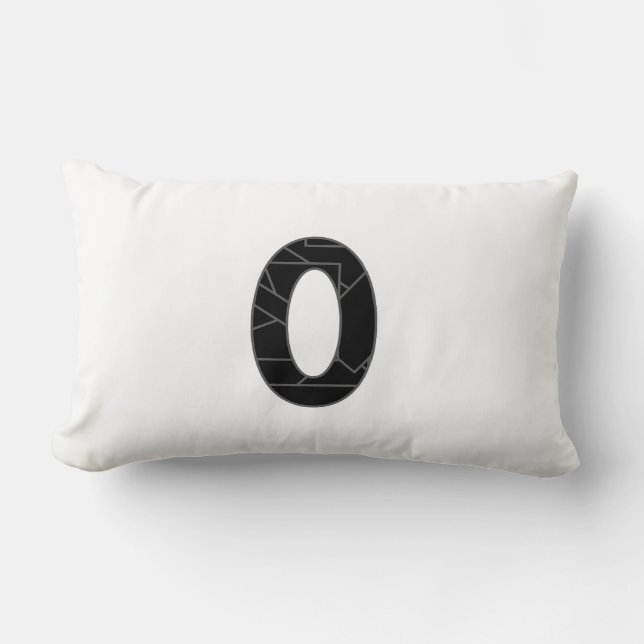 Coussin Rectangle Le nombre zéro (0) en noir (Recto)