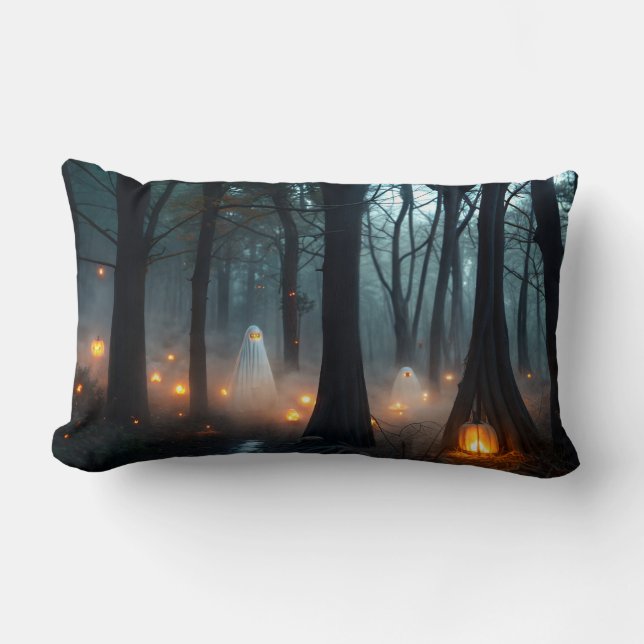 Coussin Rectangle Le rassemblement des fantômes dans la forêt hantée (Recto)