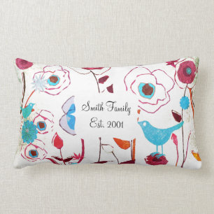 Coussin Rectangle Le ressort coloré fleurit l'orange bleue de mûre