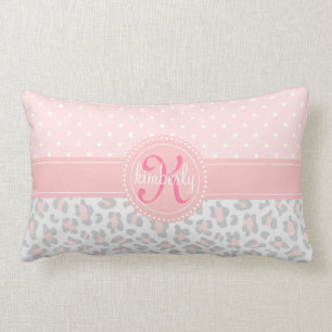 Coussin Rectangle Le rose élégant d'empreinte de léopard pointille