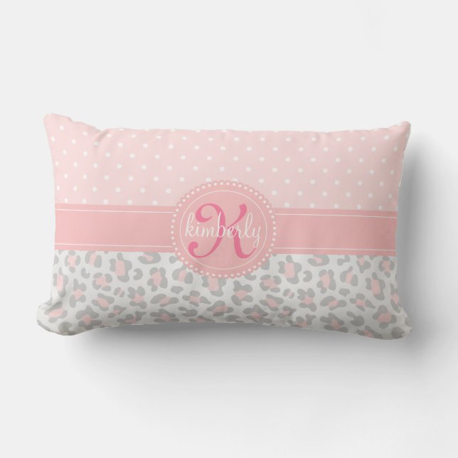 Coussin Rectangle Le rose élégant d'empreinte de léopard pointille (Recto)