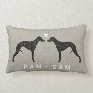 Coussin Rectangle Le whippet silhouette l'amour - personnalisez