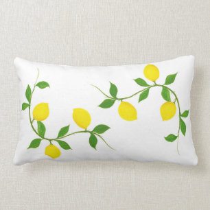 Coussin Rectangle Lemons et Feuilles réversibles