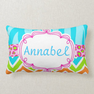 Coussin Rectangle Léopard lumineux et Chevron de zèbre personnalisés