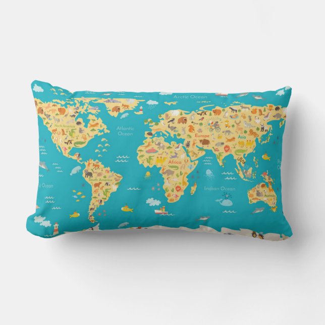 Coussin Rectangle Les animaux du monde (Recto)