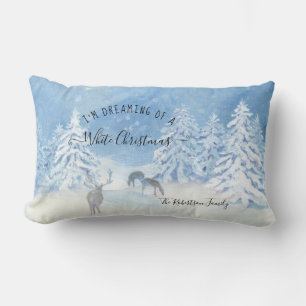 Coussin Rectangle Les arbres à neige d'hiver rêvent d'un Noël blanc