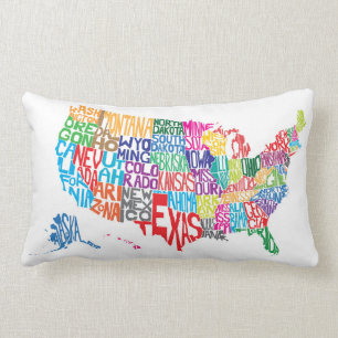 Coussin Rectangle Les Etats-Unis dans les noms