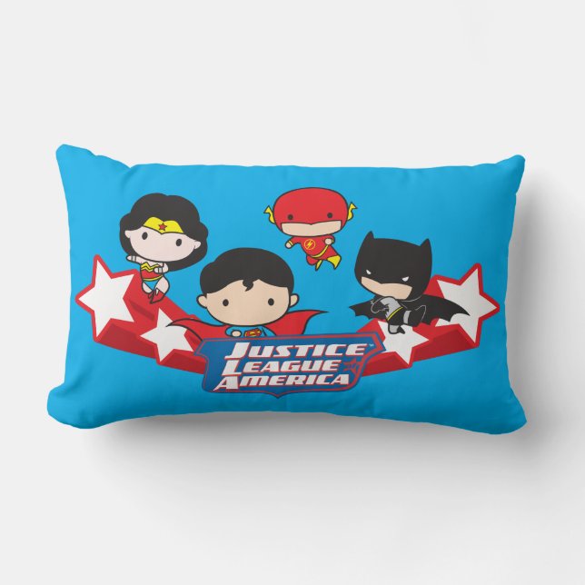 Coussin Rectangle Les étoiles de la Chibi Justice League of America (Recto)