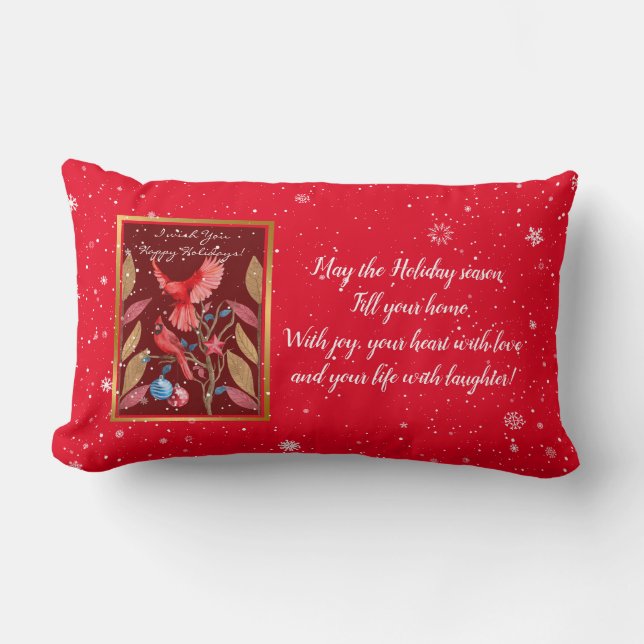 Coussin Rectangle Les oiseaux cardinaux sur la Personnaliser des arb (Recto)