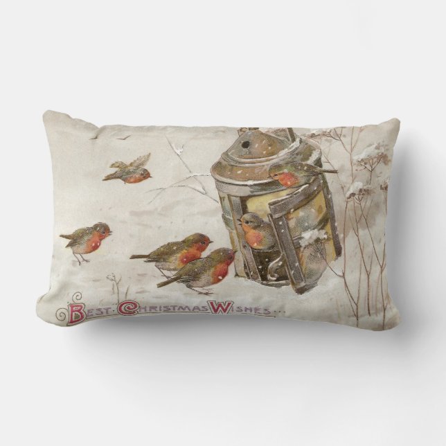 Coussin Rectangle Les oiseaux trouvent l'abri dans Noël de cru de (Recto)