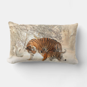 Coussin Rectangle Les tigres d'hiver lancent l'oreiller
