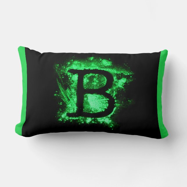 Coussin Rectangle Lettre B - Alphabet majuscule vert (Recto)