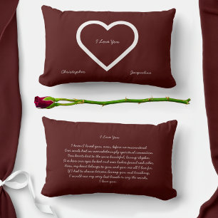 Coussin Rectangle Lettre d'amour romantique personnalisée de Valenti