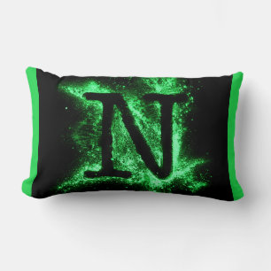 Coussin Rectangle Lettre N Alphabet majuscule verte