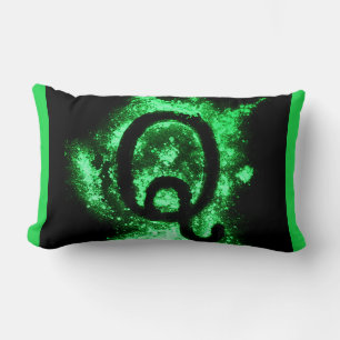 Coussin Rectangle Lettre Q - Alphabet majuscule vert