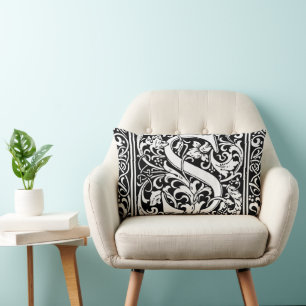 Coussin Rectangle Lettre S Monogramme médiéval Art Nouveau