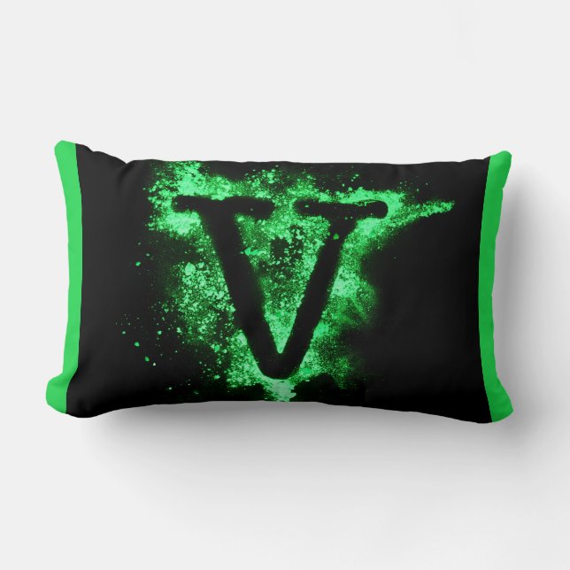 COUSSIN RECTANGLE LETTRE V MAJUSCULE VERTE (Recto)