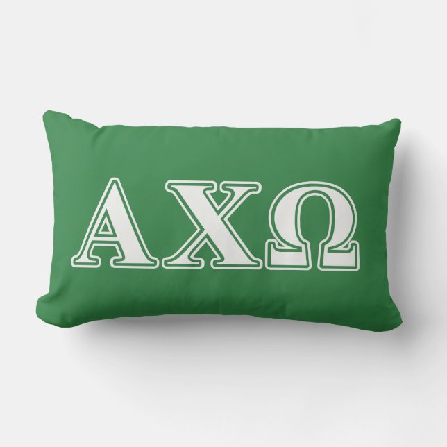 Coussin Rectangle Lettres blanches et vertes d'Alphi Chi Omega (Recto)