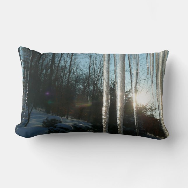 Coussin Rectangle Lever du soleil à travers Icicles hiver Photograph (Recto)