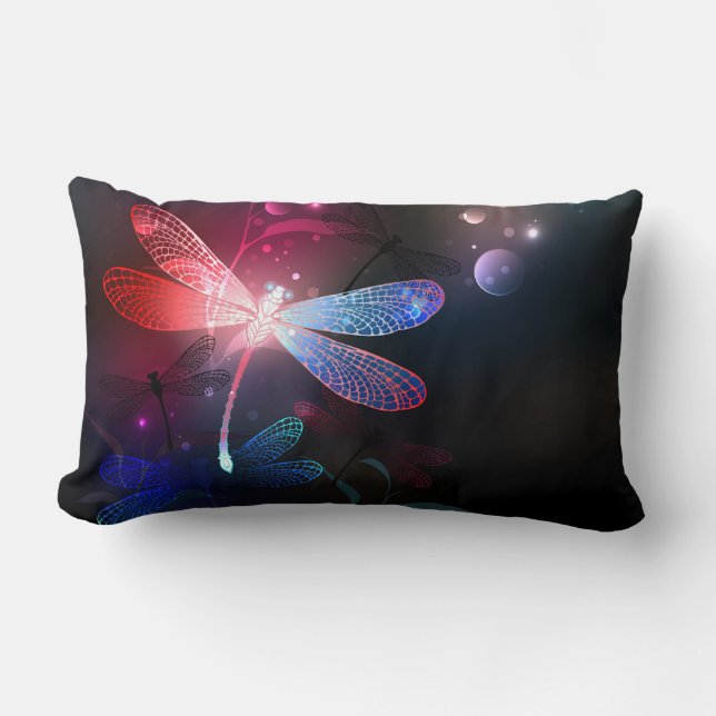 Coussin Rectangle libellule rouge brillante (Recto)