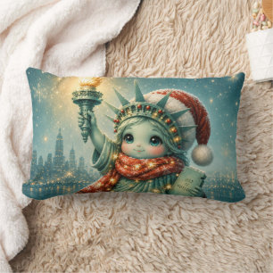 Coussin Rectangle Liberty Illumine Noël Statue Mignonne d'Hiver