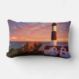 Coussin Rectangle lighthouse sunrise trow pillow