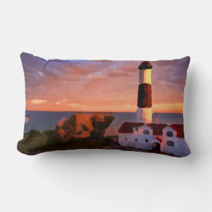 Coussin Rectangle lighthouse sunrise trow pillow