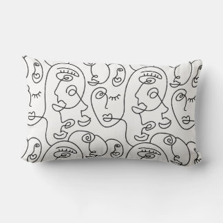 Coussin Rectangle Ligne art Face Géométrique abstrait minimal modern