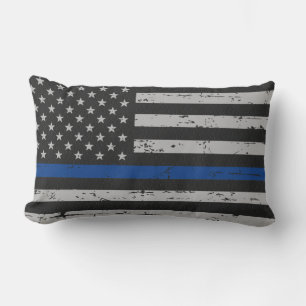 Coussin Rectangle Ligne Bleue Mince - Policier - Police