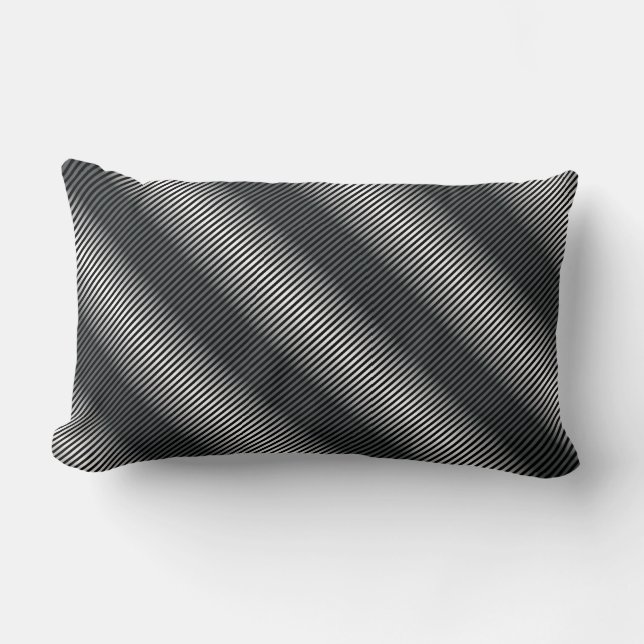 Coussin Rectangle Lignes de gris noir et blanc ultra minces (Recto)