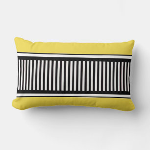Coussin Rectangle Lignes de points noirs et jaunes Abstrait