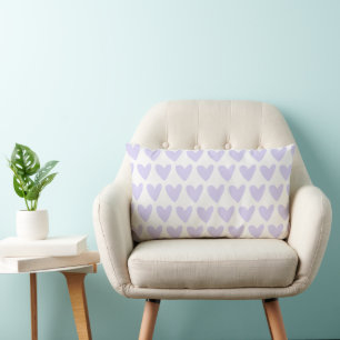 Coussin Rectangle Lilac / Lavender Hearts Motif