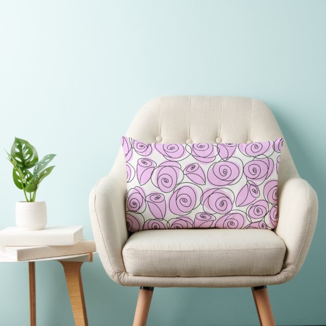 Coussin Rectangle Lilac lumbar rose strié (Chaise)