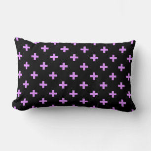 Coussin Rectangle Lilac polka croise sur noir