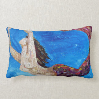 Coussin Rectangle Lilith - art de collage de sirène