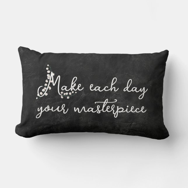 Coussin Rectangle Lily de la vallée avec citation (Recto)