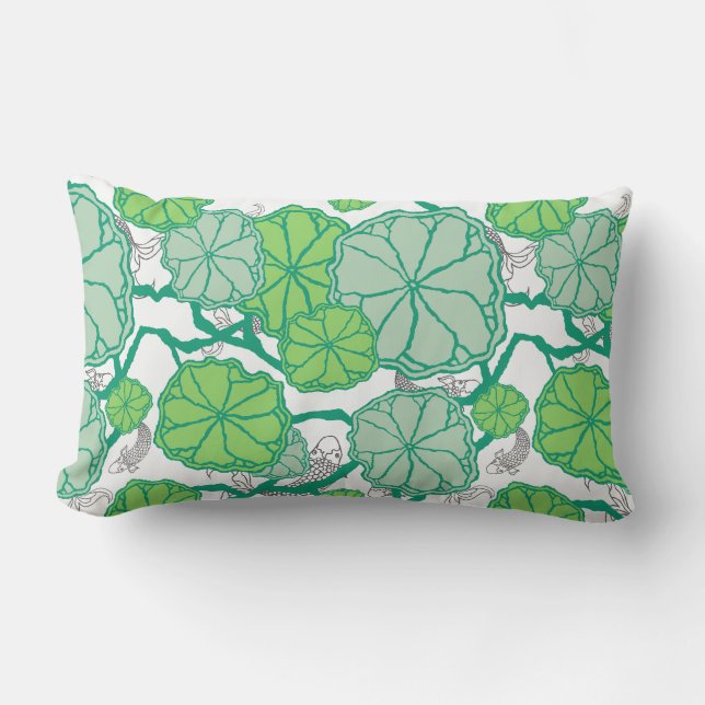 Coussin Rectangle Lily Pad Koi Poisson Motif Jeu d'oreiller (Recto)