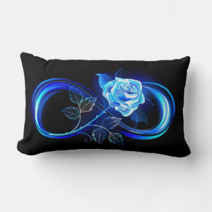 Coussin Rectangle L'infini lumineux avec une rose bleue