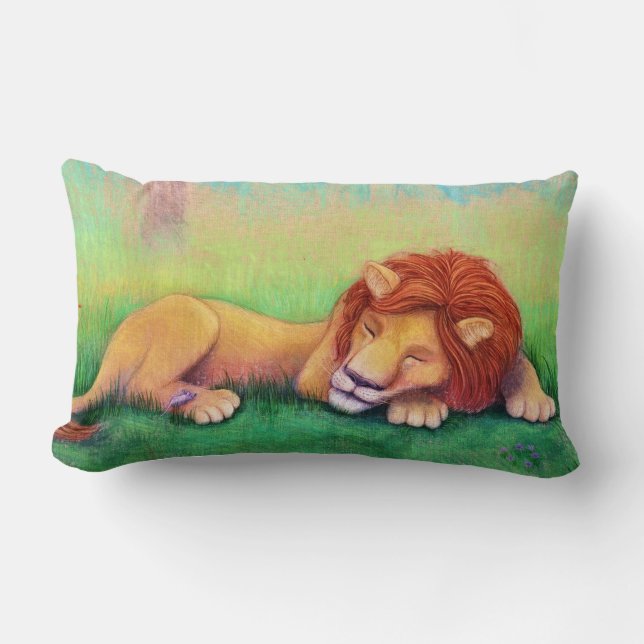 Coussin Rectangle Lion de sommeil (Recto)