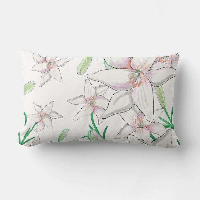 Coussin Rectangle Lis Blancs   (Recto)