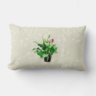 Coussin Rectangle Lis calla roses et blancs