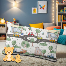 Little Town & Cars Motif coloré